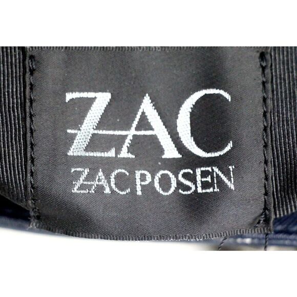 Large Zac Posen NAVY BLUE GENUINE LEATHER SHOULDER BAG HANDBAG SATCHEL PURSE - Picture 16 of 16